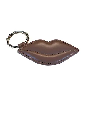 Magnetic Tan Leather Lips Shaped Hat Clip For Bag Or Tote With Gold Clip • $15.99
