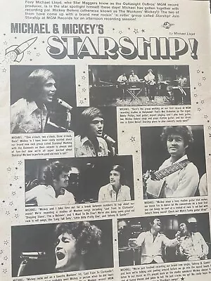 Micky Dolenz The Monkees Starship Full Page Vintage Clipping • $1.99