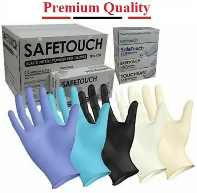 Disposable Latex Black Nitrile Or Blue Vinyl Gloves Powder Free - 100 Boxed • £89.99