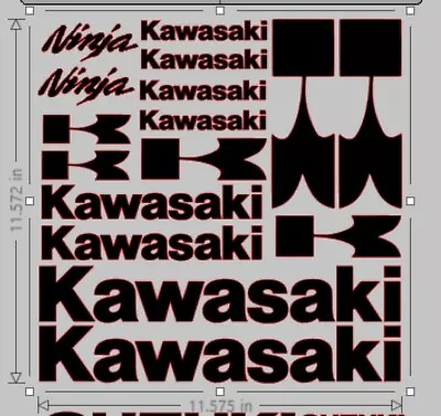 16 Kawasaki Decals Stickers Motorbike Motorcycle Tank Fairing Helmet Belly Pan  • £7