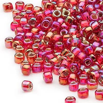 200 Ruby Red Rainbow Silver Lined Matsuno 6/0 Glass Seed Beads Spacer Beads  • $1.99