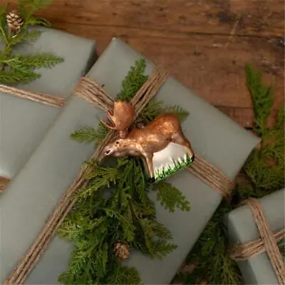 $24.99 • Buy Ragon House 4  Painted Glass Woodland Moose Christmas Ornament