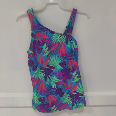 Lands' End Women's One Shoulder Padded Tankini Top Swimsuit Size 16 Tall 8B273 • $33.99