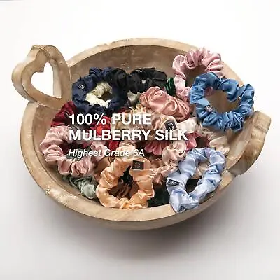Mulberry Silk Hair Scrunchies Luxurious Ponytail Holder Hair Ties Bridesmaid • £9.99