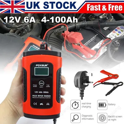 Car Battery Charger 12V 6A Fast Charger Automatic Smart Pulse Repair AGM/GEL UK • £13.99