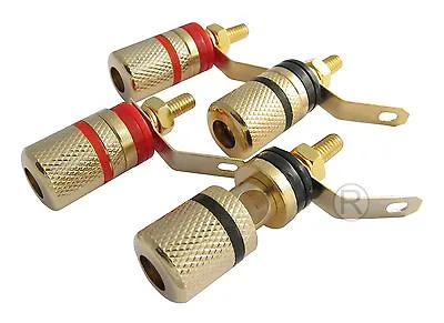 £5.65 • Buy Speaker Binding Posts Terminals Connectors  2 Red 2 Black Gold Plated