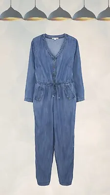 Ex White Stuff Women’s Denim Jumpsuit In Blue Day Break • £14.24