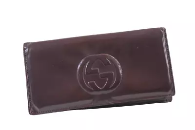 Gucci Patent Leather GG Logo Purple Long Continental Credit Card Slot Wallet • $124.99