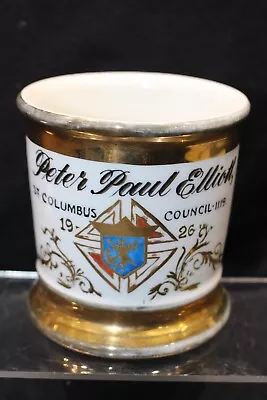 Vintage 1920's Shaving Mug White W/Gold Band Design Knights Of Columbus • $49