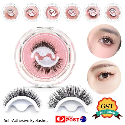 2-6pcs Reusable Glue-Free Self-Adhesive Eyelashes Natural Reversible False Lash • $5.68
