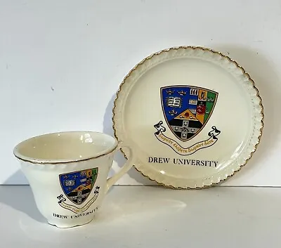 VINTAGE DREW UNIVERSITY MADISON NEW JERSEY Souvenir NJ TEA CUP & SAUCER ~ NICE! • $23.95