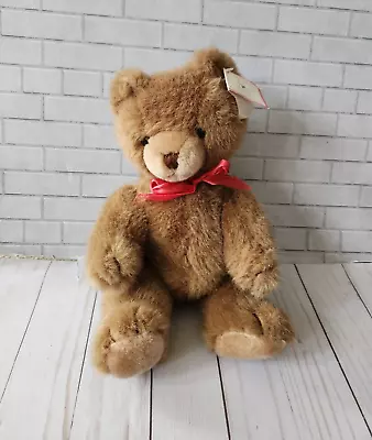 Schmid Musical Collectible Teddy Bear Red Ribbon Brown Stuffed Bear • $12