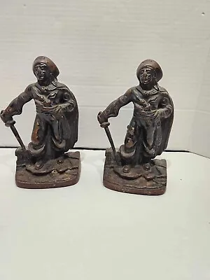 HEAVY Cast Iron Bookends Swashbuckling Pirate Buccaneer Vintage Library • $50.99
