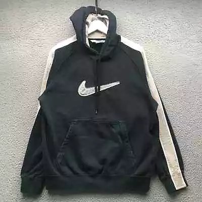 Vintage Y2K Nike Sweatshirt Hoodie Mens Medium M Embroidered Center Swoosh Black • $34.99