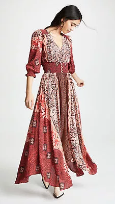 FREE PEOPLE Maxi Dress Mexicali Rose Hippie Boho Festival Floral Colorful Red XS • $79.99