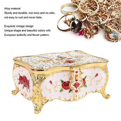 Metal Vintage Jewelry Box Alloy Trinket Box Vinatge Jewelry Storage Box Case FIG • £44.96