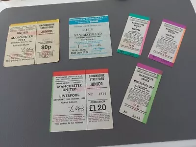 MANCHESTER UNITED/MAN UTD MATCH TICKET STUBS BUNDLE 1980'S X 6 • £0.99