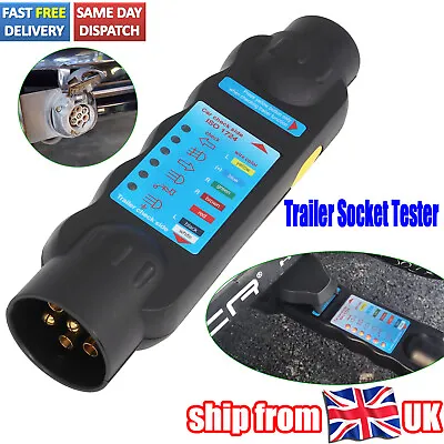 7 Pin Trailer Socket Tester Electrical Tow Bar Wiring Circuit Light Test Tool • £10.49