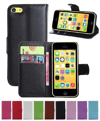 $6.69 • Buy Wallet Leather Flip Card Case Pouch Cover For Apple IPhone 5C Genuine AuSeller
