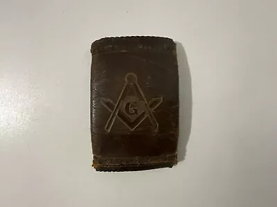 Vintage Leather Masonic Wallet Trifold Hand Tooled Wallet • $65