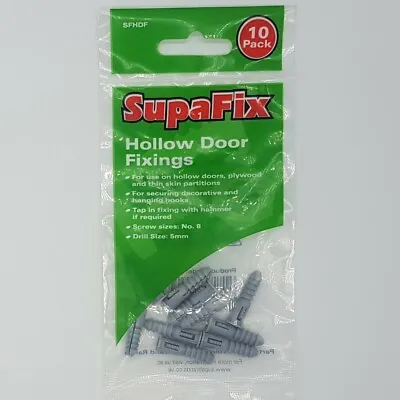 £3.99 • Buy Hollow Door Fixing Plugs, 10 Pack