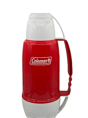 Large Classic Coleman Insulated Thermos Screw On Cup & Bowl Red & White C01B553 • $24.99