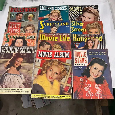 Lot Of 12 Vintage Movie Magazines Movie Album Stars Silver Screen Hollywood WW2 • $69.95