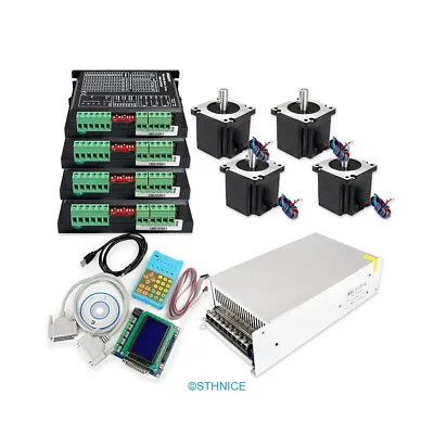 4 Axis DIY CNC Kit Mach3 Professional Control Board Nema34 4.5N.m Stepper Motor • £695.99