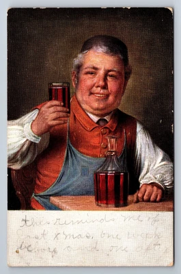 $0.99 • Buy German Postcard Dec 28 1907 Artwork Man And Wine Grandville Michigan