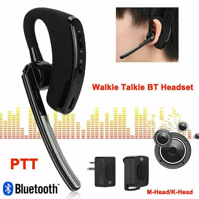 Wireless Bluetooth Walkie Talkie Headset Earpiece Microphone Ptt Two Way Radio • £34.19