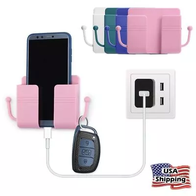 $5.91 • Buy Wall Mounted Mobile Phone Holder Charging Stand Rack Shelf Self Adhesive Bracket