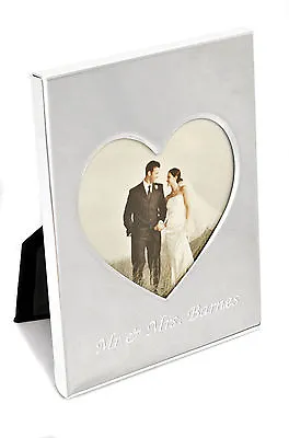 £8.94 • Buy Personalised Silver Plated 3  X 3   Heart Wedding Photo Frame, Engraved Gift