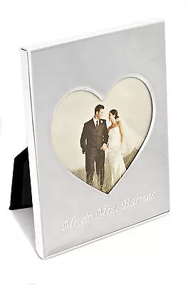 £8.94 • Buy Personalised Silver Plated 3  X 3   Heart Wedding Photo Frame, Engraved Gift