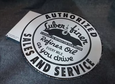 Vintage Luber Finer Porcelain Metal Sign Gas Oil Service Station Flange Rare Ad • $349.98