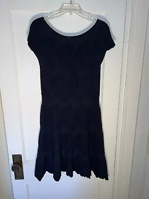 D EXTERIOR Italy Fit & Flare Textured Cloud Dress Navy Blue Size M. C906 • $79