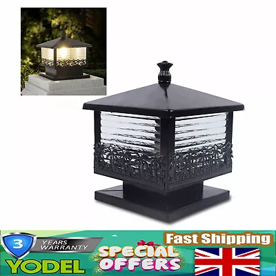 Vintage Gate Post Lamp Pillar Light Garden Glass Lantern Outdoor Lighting Black • £28.37