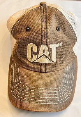 Vintage CAT Baseball Strapback Hat Breathable Mesh Brown And Tan • $20