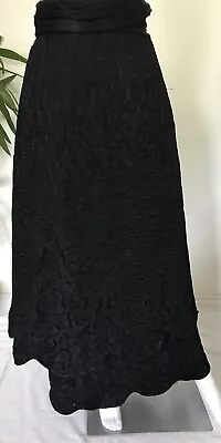 Antique Victorian 1800s Black Scalloped High Waist Flat Front Double Layer Skirt • £117