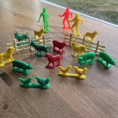 Vintage Lot 18 Marx Or Other Plastic Farm Animals Cowboys • $9.99