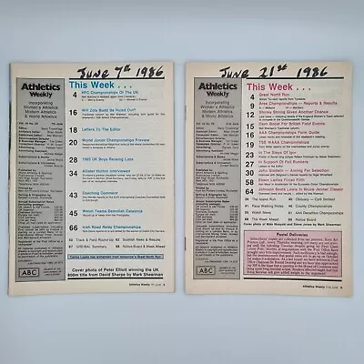 £10 • Buy Athletics Weekly - 7th - 21 June 1986 - Two (2) Magazines