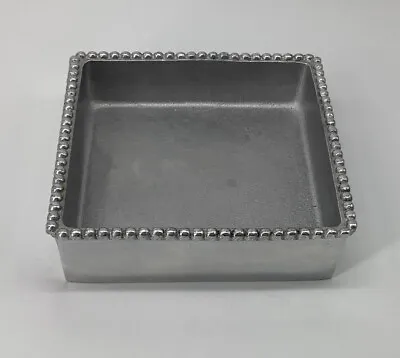 Mariposa 5.5” Square Aluminum Box Trinket/Cocktail Napkin Holder Bead Edge • $23.99