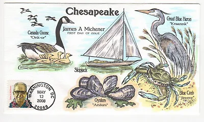 SSS: Collins HP  FDC  2008  59c   James A Michener  Chesapeake    Sc# 3427A • $10