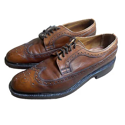 Barrie Ltd Custom Grade Made In England Brown Leather Wingtip Shoes Men's 9.5 • $40.50