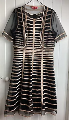 $44.99 • Buy Miss Anne Women 2-Piece Sleeveless Dress Size 14 Black/Bronze Special Occasion