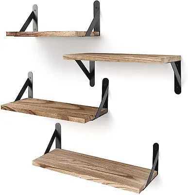 Floating Shelves Rustic Wood Shelves 4 Sets Of Wall Mounted Shelf For Bathroo • $33.14