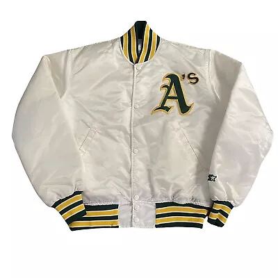 Vintage Starter Oakland Athletics A's Rare White Satin Jacket Size Medium 1990s • $229.99