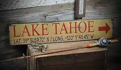 Custom Lake Tahoe Sign - Rustic Hand Made Vintage Wooden Sign • $149