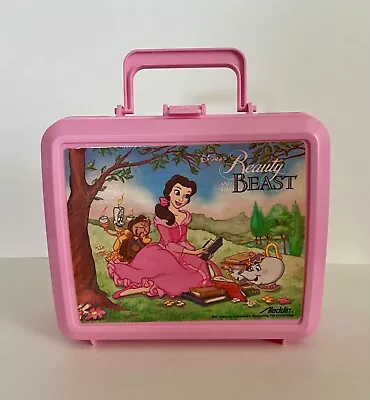 Vintage Disney's Beauty & The Beast Belle Lunch Box Pink 90s Great Condition! • $55