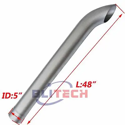 5 Inch 5  ID X 48  Length Aluminized Curved Stack Pipe Tube Semi Truck Tailpipe • $87.20