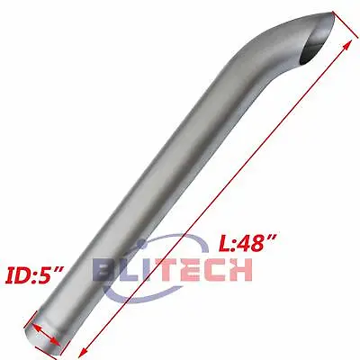 5 Inch Aluminized Curved Stack Pipe Tube Semi Truck 5  ID X 48  Exhaust Tailpipe • $99